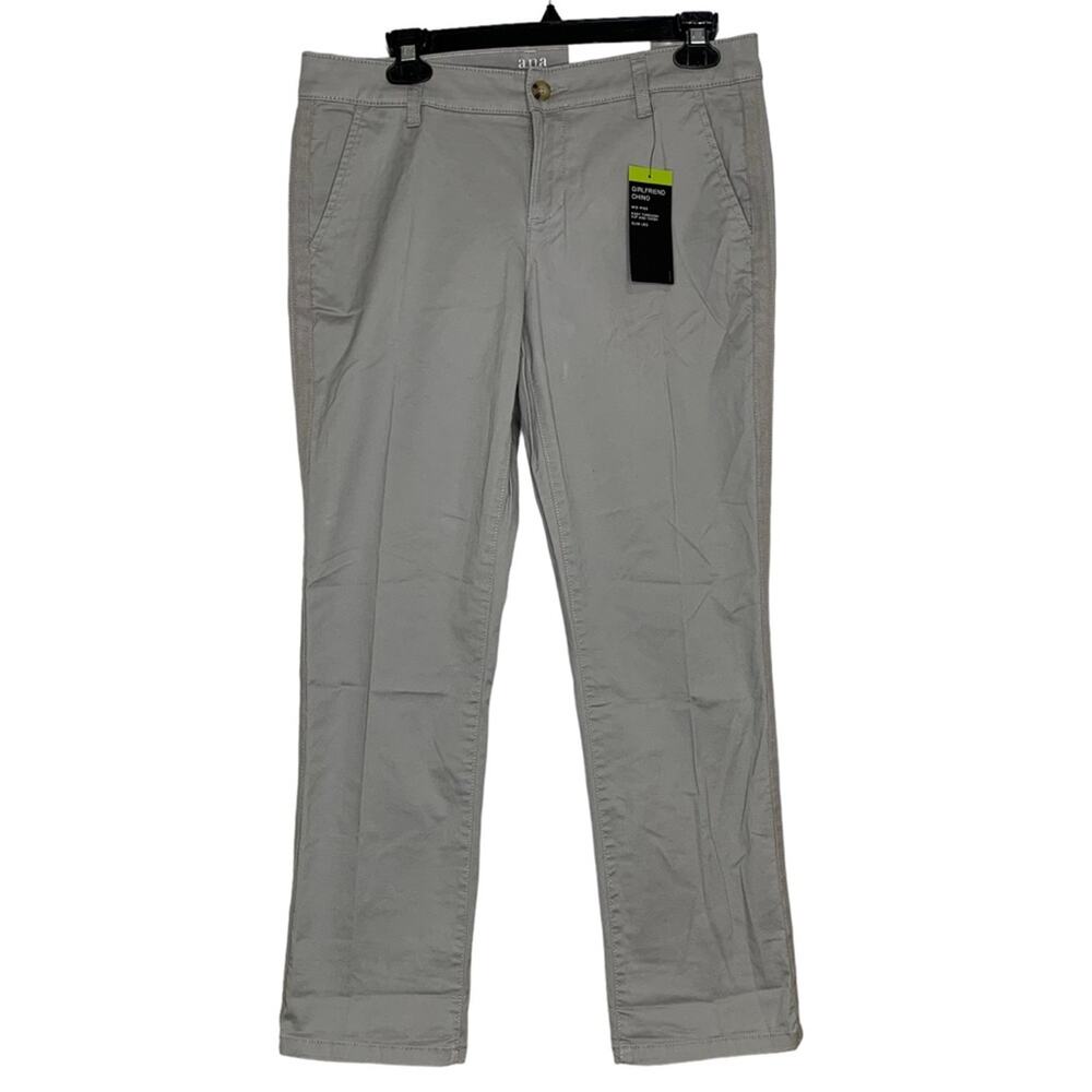 Ana NWT Girlfriend Chino Mid-Rise Slim Leg 4 Working Pockets Oxide Grey Size 8